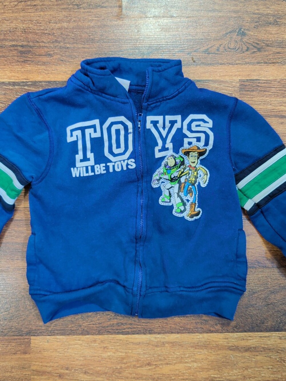 Blue 'Toys Will Be Toys' Zip-Up Sweater with Toy Story Patch Size 4T - Picture 1 of 4